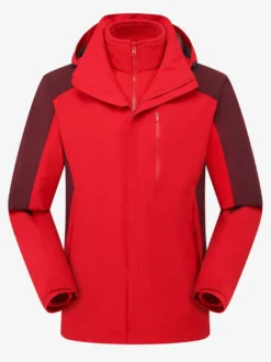 Veste Homme Bloc de Couleur Fermeture Éclair Polyester Élégant