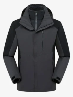 Veste Homme Bloc de Couleur Fermeture Éclair Polyester Élégant
