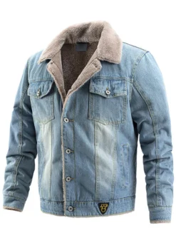 Veste Homme Boutons Denim Élégant