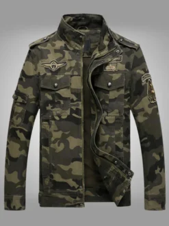 Veste Homme Camouflage Boutons Polyester Élégant
