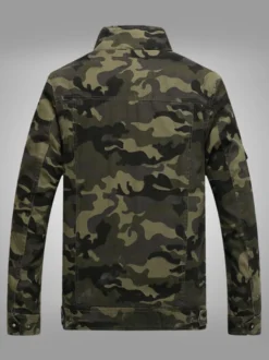 Veste Homme Camouflage Boutons Polyester Élégant