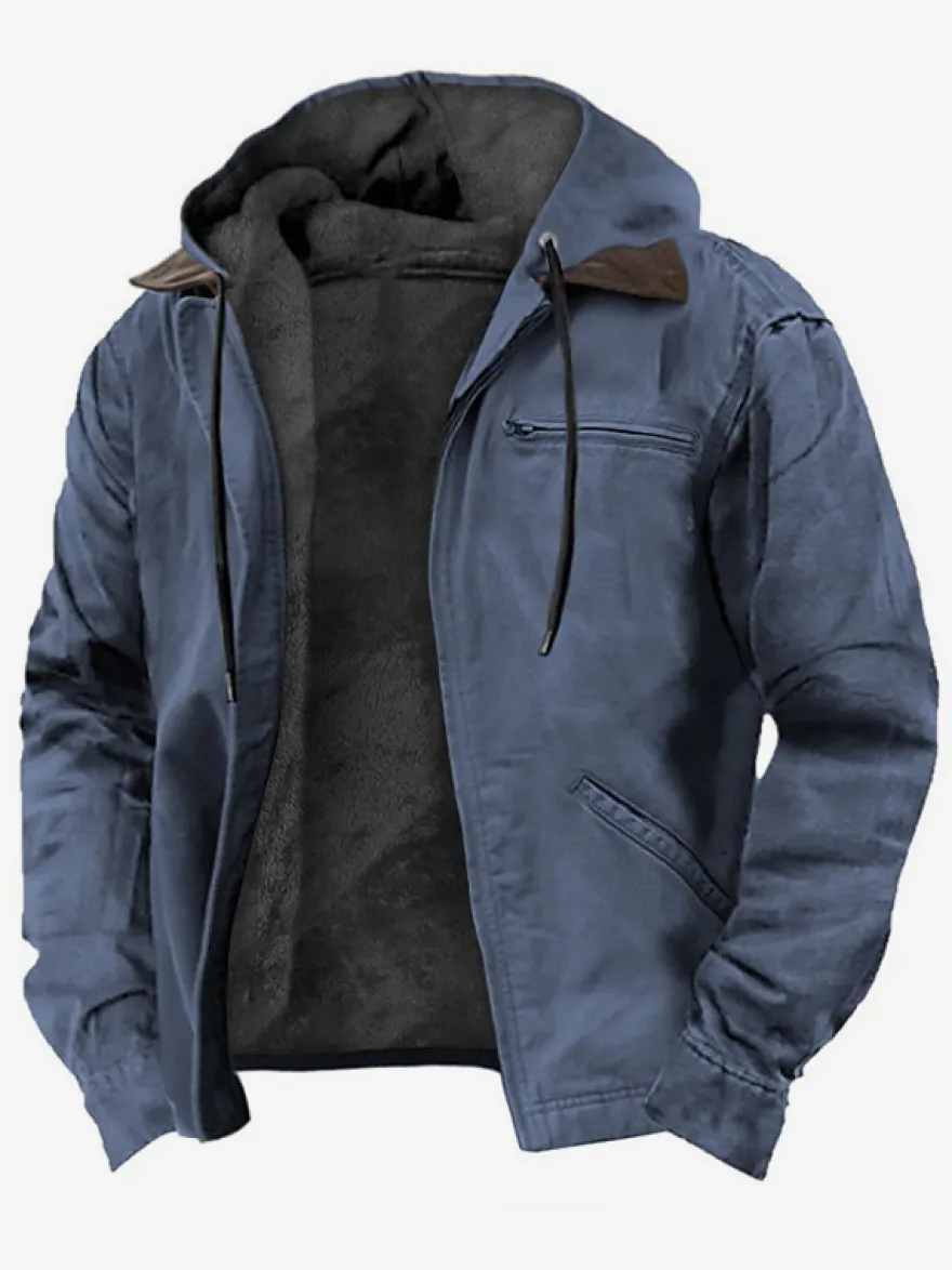 Veste Homme En Polyester Intelligent Doublure Chaud Hiver À Capuche