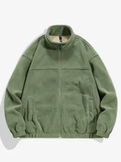 Veste Homme Zippée Chaud Hiver Décontracté Col Montant En Polaire Coton Élégante