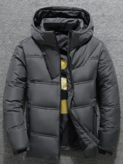 Veste Matelassé Chaud Hiver Homme Zippée En Polyester Décontracté