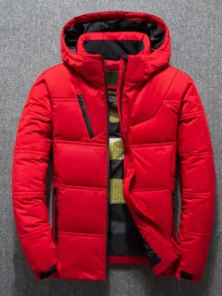 Veste Matelassé Chaud Hiver Homme Zippée En Polyester Décontracté