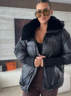 Veste matelassée en coton avec col en fausse fourrure manteau d'hiver chaud pour femme 2026