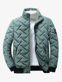 Veste Matelassée Homme Zippée En Polyester Poches Décontracté Chaud