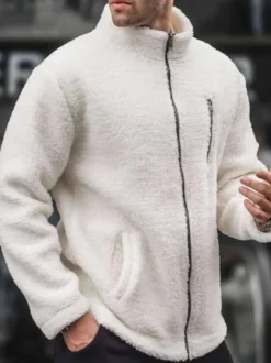 Veste Polaire Pour Homme Manteau Poches À Glissière Éclaire Chaud Confortable