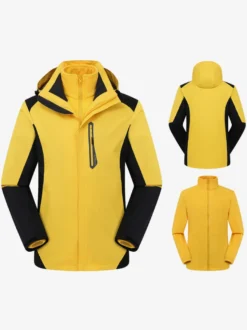 Veste Pour Hommes Bloc De Couleur Fermeture Éclair Polaire Polaire Élégant