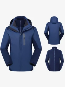 Veste Pour Hommes Bloc De Couleur Fermeture Éclair Polaire Polaire Élégant