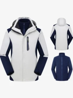 Veste Pour Hommes Bloc De Couleur Fermeture Éclair Polaire Polaire Élégant