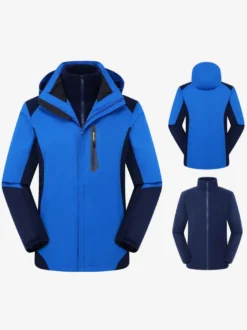 Veste Pour Hommes Bloc De Couleur Fermeture Éclair Polaire Polaire Élégant