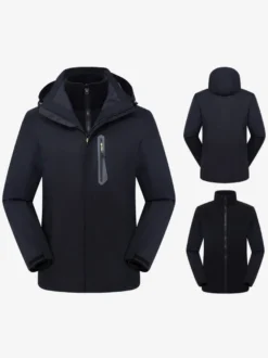 Veste Pour Hommes Bloc De Couleur Fermeture Éclair Polaire Polaire Élégant