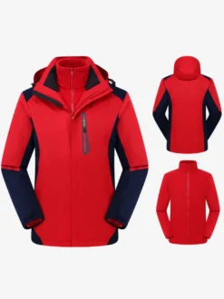 Veste Pour Hommes Bloc De Couleur Fermeture Éclair Polaire Polaire Élégant