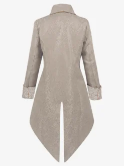Veste queue-de-pie beige rétro victorienne steampunk en dentelle à manches longues