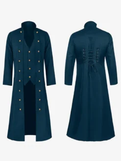 Veste rétro Steampunk pour hommes vert foncé Costumes rétro gothiques de l'ère victorienne Costumes rétro pour homme