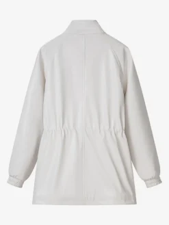 Veste safari en similicuir pour femme - Manteau mi-long à taille élastiquée col montant et poches cargo - Style streetwear chic printemps 2026