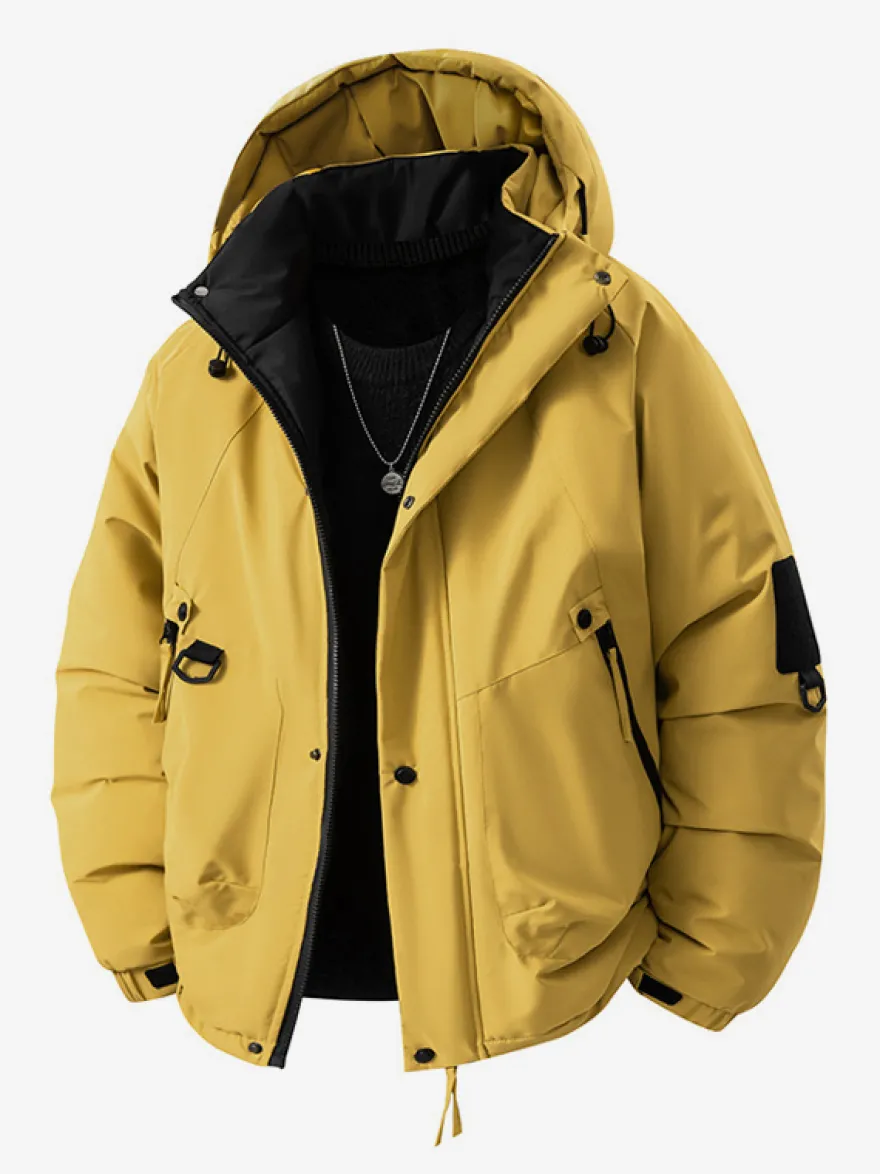 Vestes à capuche pour hommes manteaux d'hiver patchwork à manches longues