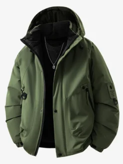 Vestes à capuche pour hommes manteaux d'hiver patchwork à manches longues