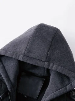 Vestes en cuir pour hommes avec poches zippées et coupe-vent à capuche