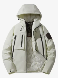 Vestes En Doublure Chaud Hiver Chic Beige Noir Glissière Éclaire Décontracté