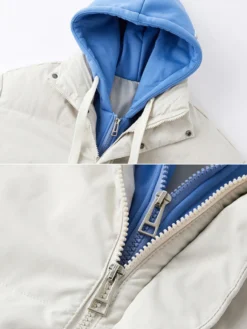 Vestes En Doublure Chaud Hiver Chic Noir Glissière Éclaire Décontracté à capuche