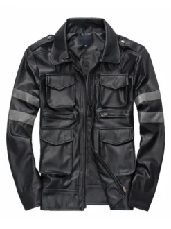 Vestes en similicuir pour hommes coupe-vent à col montant veste de motard vêtements d'extérieur