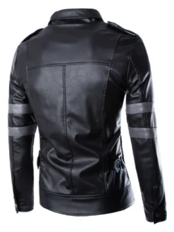Vestes en similicuir pour hommes coupe-vent à col montant veste de motard vêtements d'extérieur