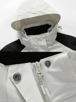 Vestes Homme Chic Color Block Décontracté À Capuche Beige Moderne