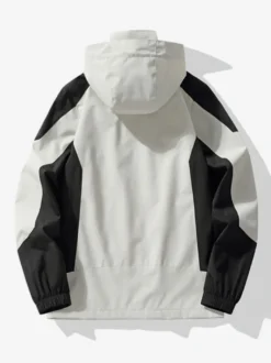 Vestes Homme Chic Color Block Décontracté À Capuche Beige Moderne