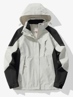 Vestes Homme Chic Color Block Décontracté À Capuche Beige Moderne