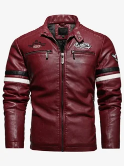Vestes Homme Glissière Manteaux Veste Décontracté Homme Rayures Rouge Cool Jacket