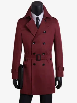 Vestes Hommes Manteaux Col Rabattu Confortable Bleu Foncé Double Boutonnage