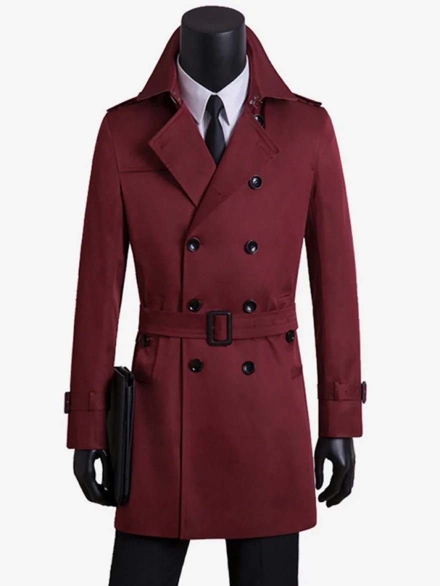 Vestes Hommes Manteaux Col Rabattu Confortable Bleu Foncé Double Boutonnage