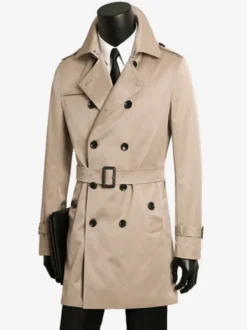 Vestes Hommes Manteaux Col Rabattu Confortable Bleu Foncé Double Boutonnage