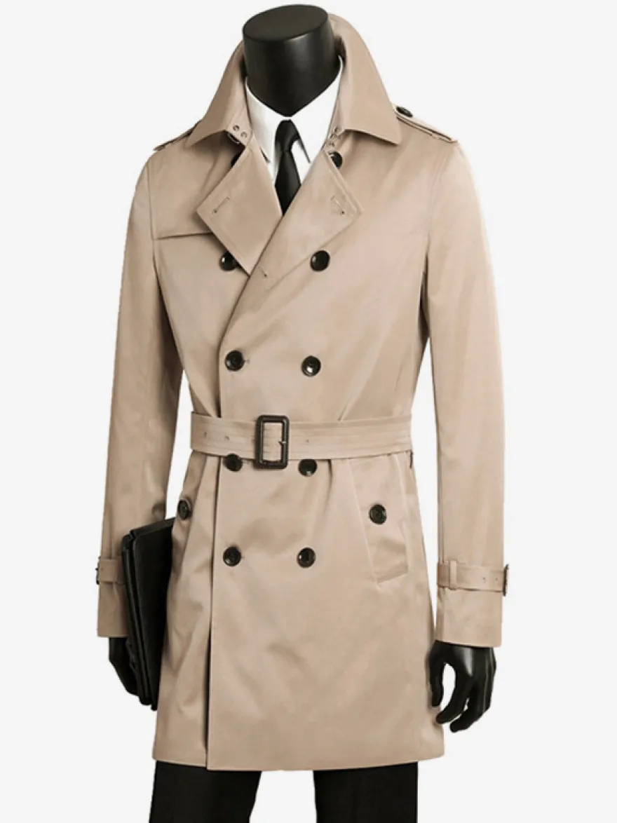 Vestes Hommes Manteaux Col Rabattu Confortable Bleu Foncé Double Boutonnage