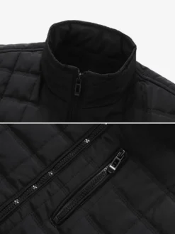 Vestes matelassées pour hommes à manches longues poche poitrine zippée verticale unique et poches latérales manteaux avec poignets et ourlet côtelés