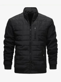 Vestes matelassées pour hommes à manches longues poche poitrine zippée verticale unique et poches latérales manteaux avec poignets et ourlet côtelés