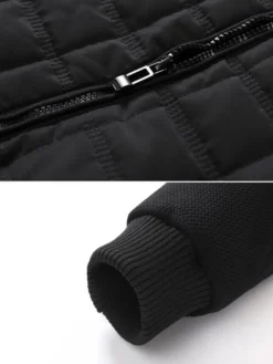 Vestes matelassées pour hommes à manches longues poche poitrine zippée verticale unique et poches latérales manteaux avec poignets et ourlet côtelés