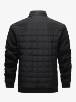 Vestes matelassées pour hommes à manches longues poche poitrine zippée verticale unique et poches latérales manteaux avec poignets et ourlet côtelés