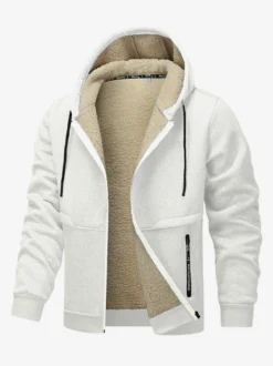 Vestes polaires à capuche pour hommes manches longues fermeture éclair manteaux d'hiver