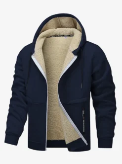 Vestes polaires à capuche pour hommes manches longues fermeture éclair manteaux d'hiver