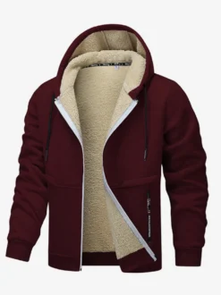 Vestes polaires à capuche pour hommes manches longues fermeture éclair manteaux d'hiver