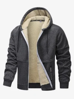 Vestes polaires à capuche pour hommes manches longues fermeture éclair manteaux d'hiver