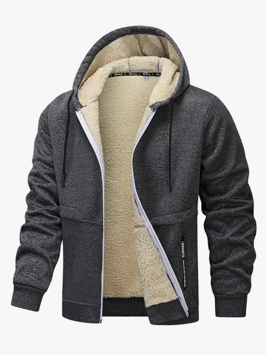 Vestes polaires à capuche pour hommes manches longues fermeture éclair manteaux d'hiver