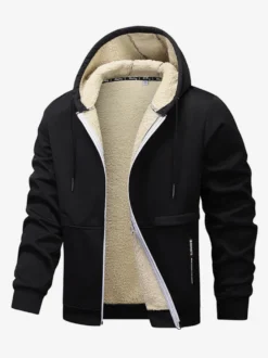 Vestes polaires à capuche pour hommes manches longues fermeture éclair manteaux d'hiver