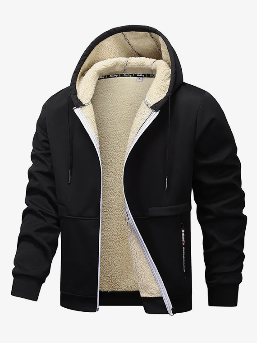 Vestes polaires à capuche pour hommes manches longues fermeture éclair manteaux d'hiver