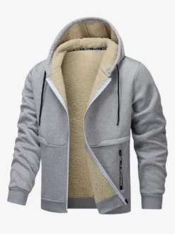 Vestes polaires à capuche pour hommes manches longues fermeture éclair manteaux d'hiver