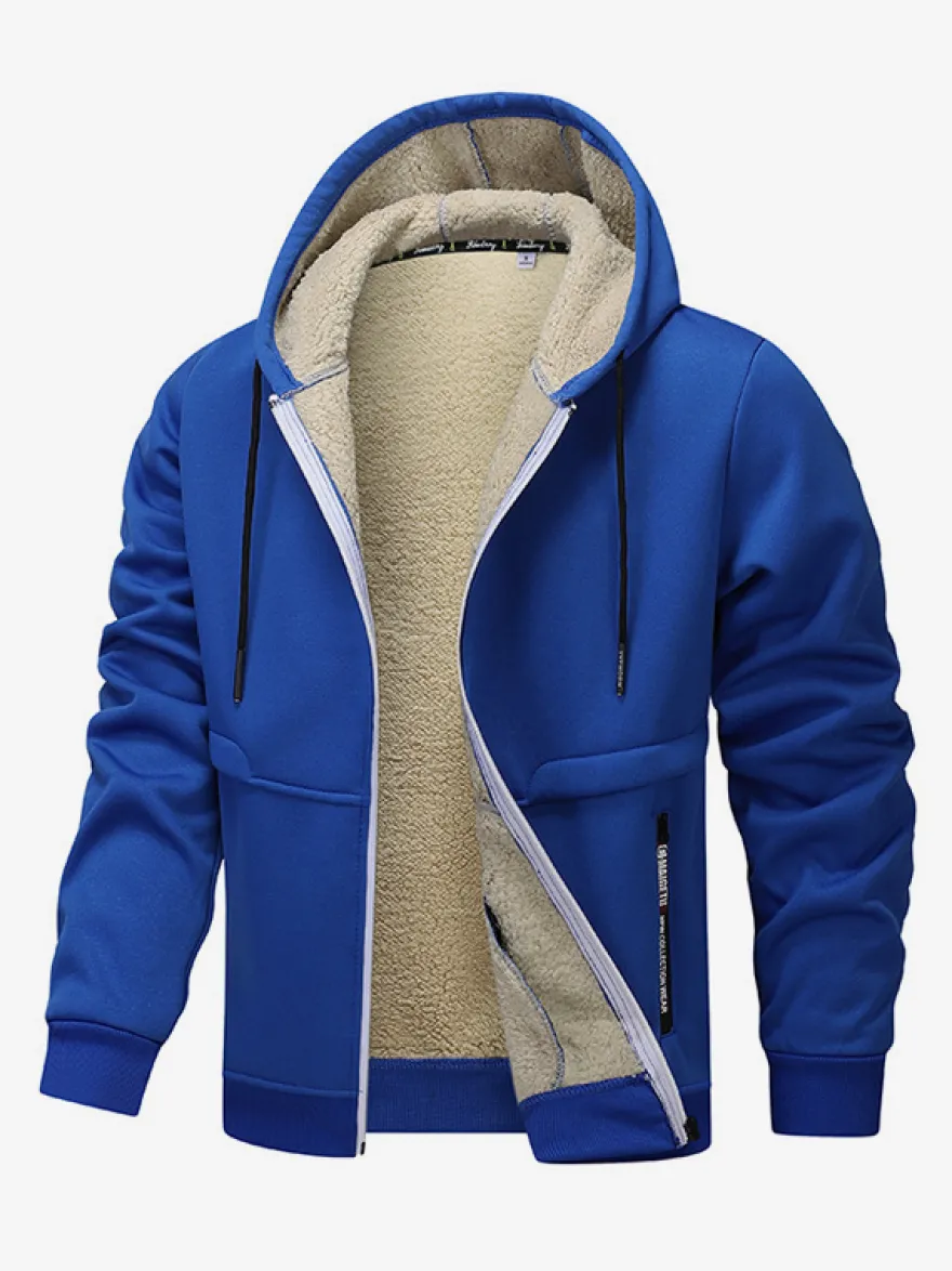 Vestes polaires à capuche pour hommes manches longues fermeture éclair manteaux d'hiver
