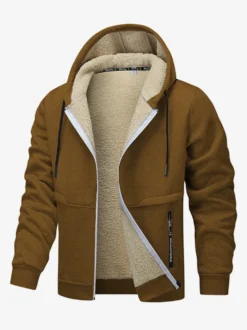 Vestes polaires à capuche pour hommes manches longues fermeture éclair manteaux d'hiver